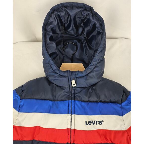 LEVI STRAUSS & CO Boys 4T Blue with Red/White/Blue Striped Puffer Jacket Levi's - Picture 10 of 13